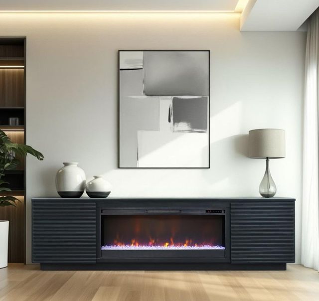 Legends Home Stardust Seal Skin Black 89" Fireplace TV Console-1