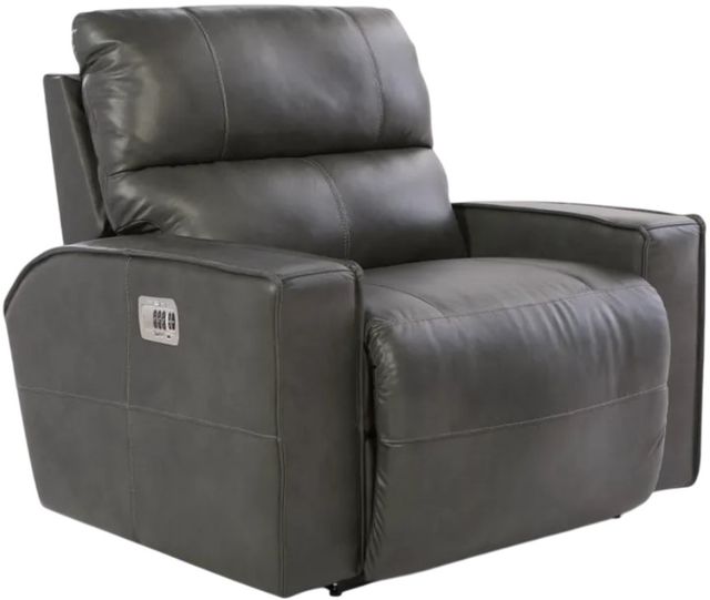 La-Z-Boy® Maddox Slate Leather Power Reclining Chair and a Half with Headrest and Lumbar-0