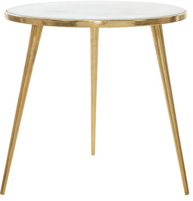 Deco Marche White Accent Table with Gold Base-0