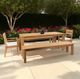 Linon Cannon 5-Piece Beige/Natural Fabric/Wooden Outdoor Dining Set with Benches-2