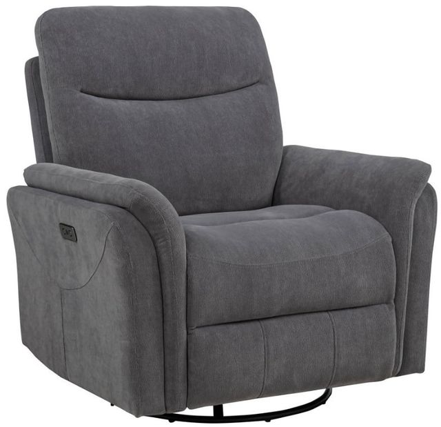 Coaster® Adler Gray Swivel Glider Power Recliner-1