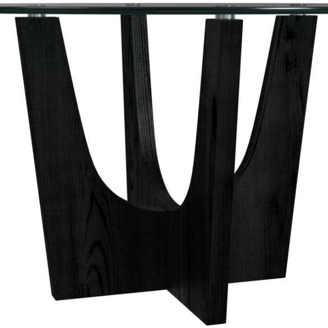 Elements International Oregon Glass Top Dining Table with Black Base-4