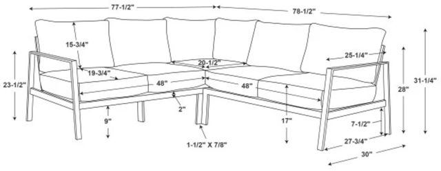 Linon Alora Black Aluminum/Fabric Outdoor Sectional-2