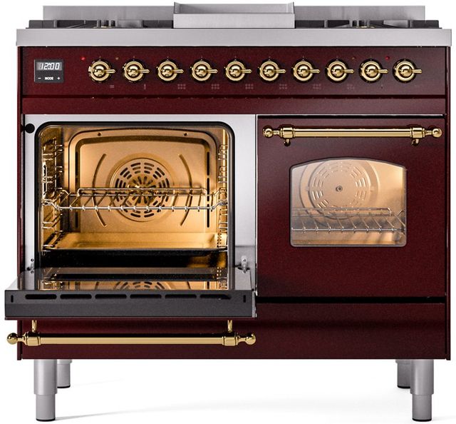 Ilve® Nostalgie II Series 40" Burgundy Pro Style Dual Fuel Range-2
