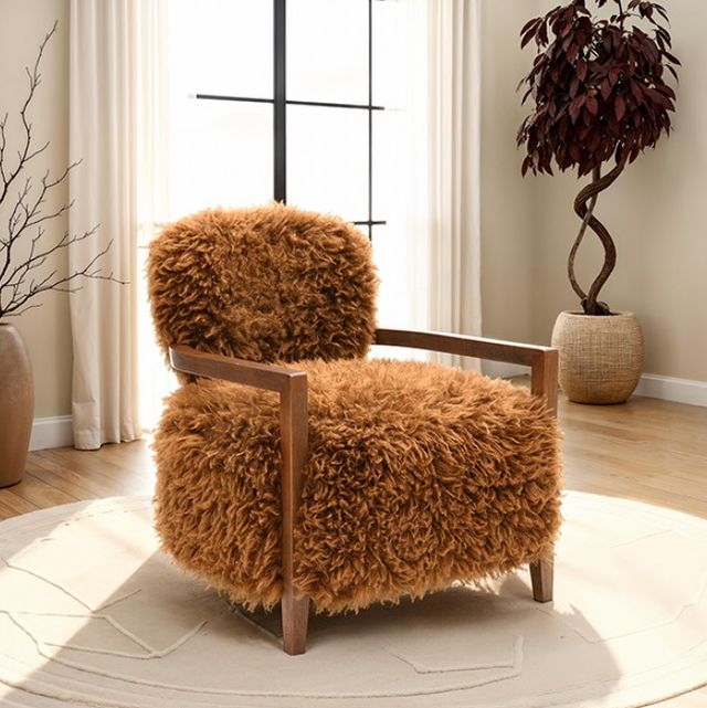 Furniture of America® Eramo Camel Brown Accent Chair-2