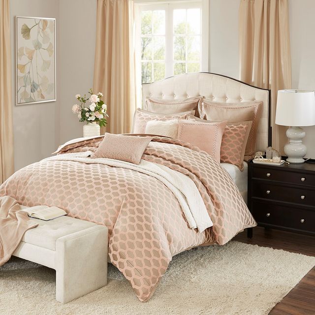 Olliix by Madison Park Signature Pink King Romance Comforter Set-0