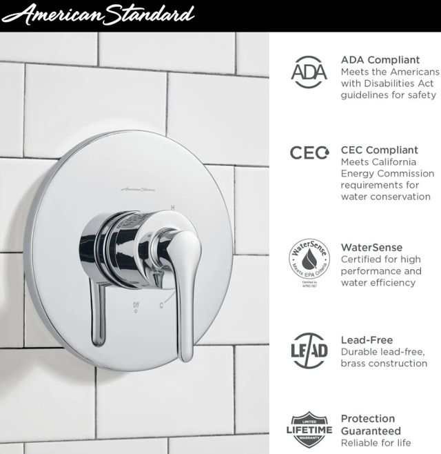 American Standard Studio® S Brushed Nickel Valve Only Trim Kit with Double Ceramic Pressure Balance Cartridge with Lever Handle-4