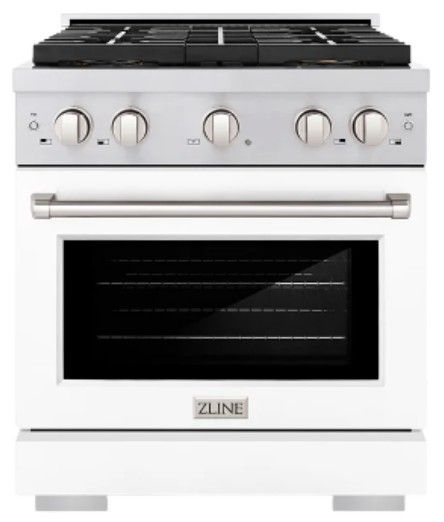 ZLINE Paramount 30" 4.2 Cu. Ft. Stainless Steel Gas Range with 4 Burner DuoPro™ Cooktop and Convection Gas Oven with White Matte Door-0