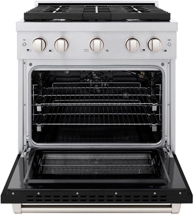 ZLINE 30" Stainless Steel Pro Style Gas Range with Black Matte Door-1