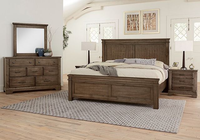 Artisan & Post by Vaughan-Bassett Cool Rustic Mink California King Panel Mansion Bed-1