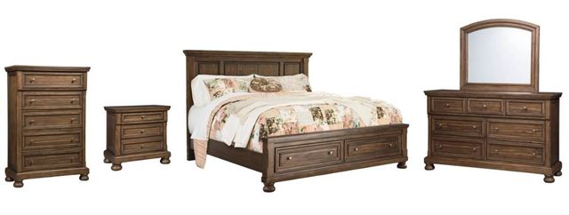 Signature Design by Ashley® Flynnter 5-Piece Medium Brown Queen Panel Bed Set-0