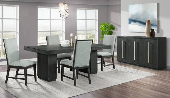 Elements International Donovan Black Rectangular Dining Table-2