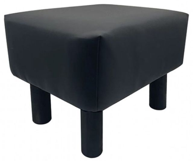 Furniture of America® Vale 2-Piece Black Leather/Wood Outdoor Foot Stool Set-0