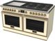 Fulgor Milano® Evoque 400 Series 60" Glossy Ivory Pro Style Dual Fuel Hybrid Range with Brushed Brass Trim -2