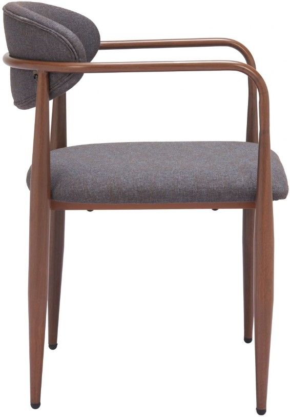 Zuo® Modern Zens 2-Piece Truffle Gray/Walnut Dining Arm Chair Set-2