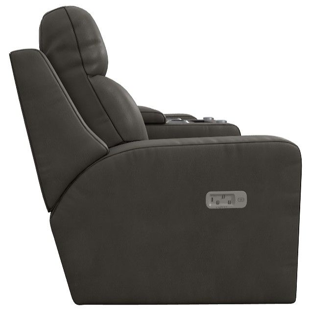 La-Z-Boy® Emmons Pewter Leather Power Reclining Loveseat with Console, Headrest and Lumbar-2