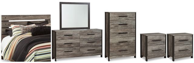 Signature Design by Ashley® Cazenfeld 6-Piece Black/Gray King/California King Panel Headboard Bed Set-0