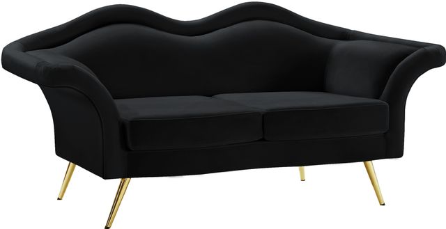 Meridian Furniture Lips Black Velvet Loveseat-1