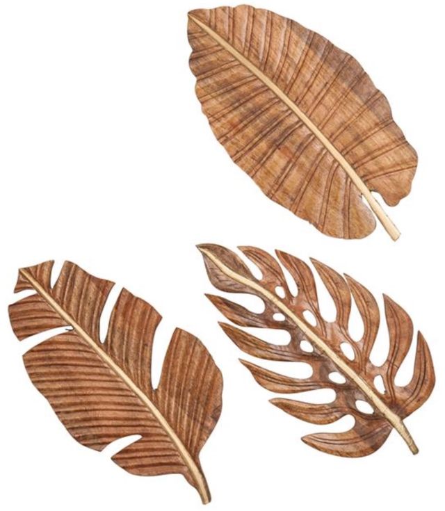 Deco Marche 3-Piece Brown Leaf Wall Decor Set-1