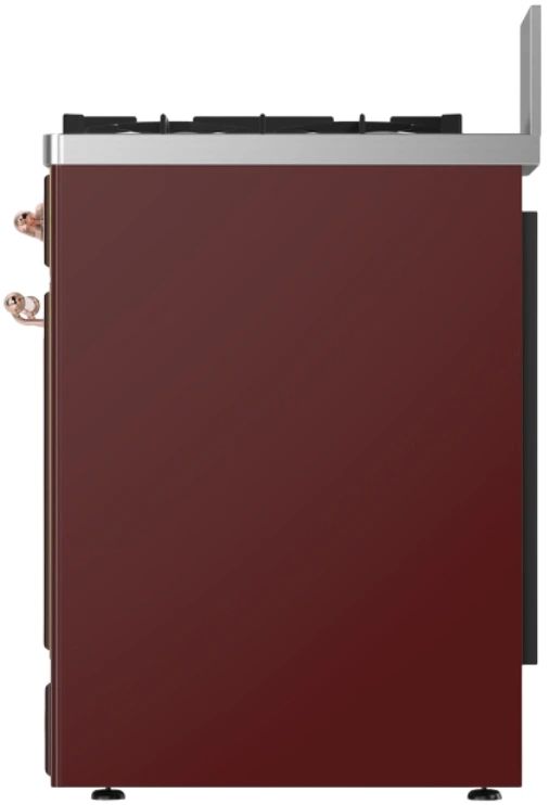 Ilve® Majestic III 30" Burgundy Pro Style Dual Fuel Liquid Propane Range with Triple Glass Door and Copper Trim-3