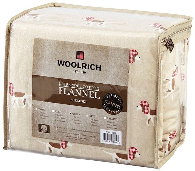Olliix by Woolrich Tan Dog Twin Flannel Cotton Sheet Set-4