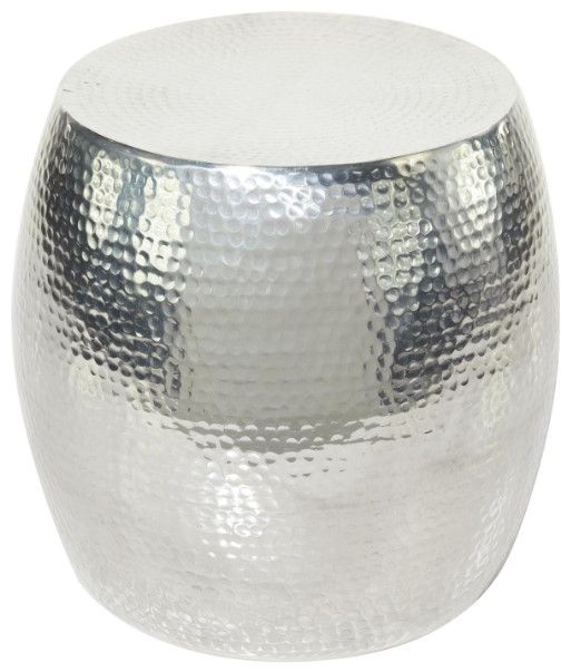 Deco Marche Silver Drum Shaped Accent Table-0