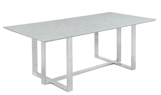 Coaster® Annika White Glass Top Dining Table with Chrome Base-0