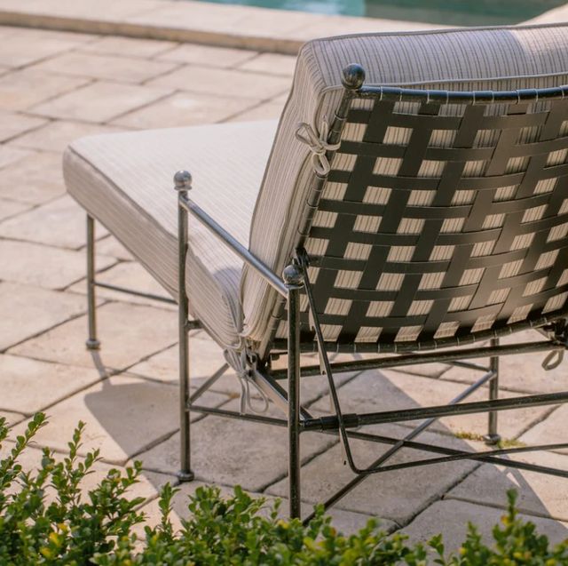 Sunset West Provence Century Pewter Antique Wrought Iron Outdoor Chaise Lounge with Canvas Flax Cushion-3