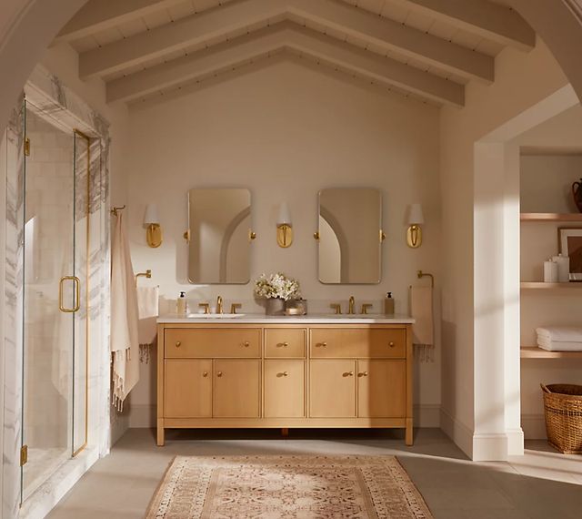 KOHLER® Castia™ by Studio McGee Vibrant Brushed Moderne Brass Double Robe Hook-2