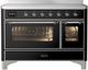 Ilve® Majestic III 48" Glossy Black Pro Style Induction Range with Triple Glass Door and Chrome Trim-0