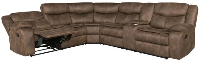 American Wholesale Furniture Dorado 3-Piece Walnut Manual Reclining Curved Sectional-1