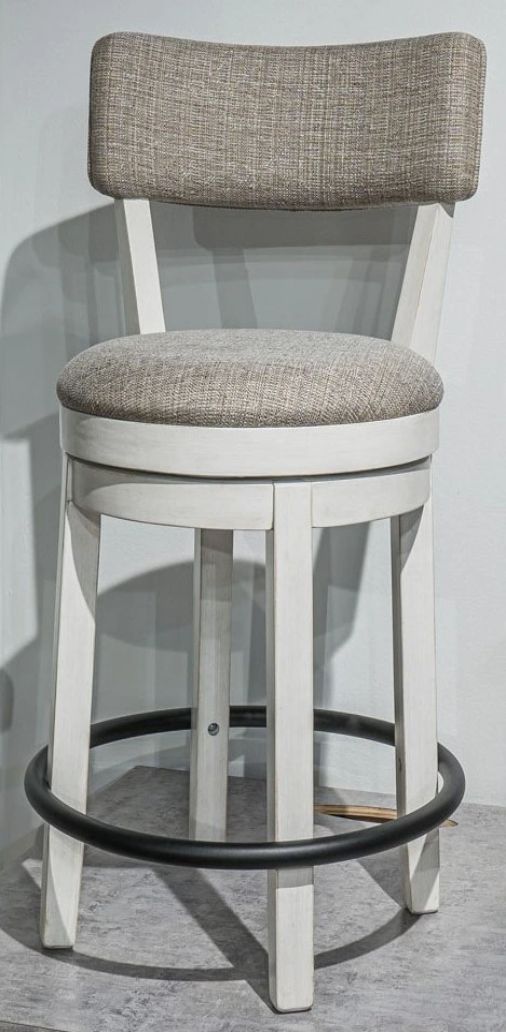 Signature Design by Ashley® Robbinsdale Antique White 19" Upholstered Swivel Bar Stool-1