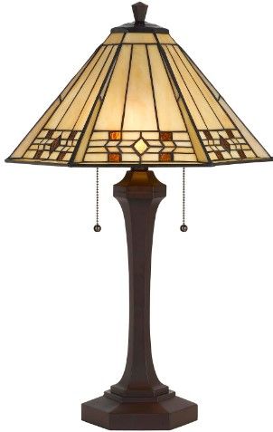 Cal® Lighting & Accessories Tiffany Light Yellow/Matt Black Table Lamp-0