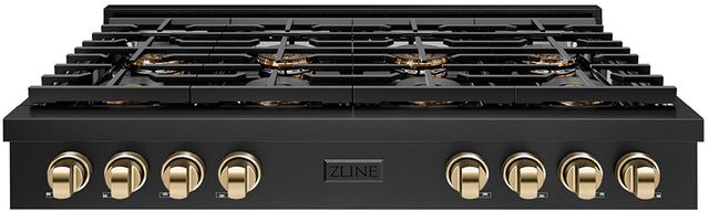 ZLINE Paramount 48" Black Stainless Steel Gas Rangetop with Polished Gold Accents-0