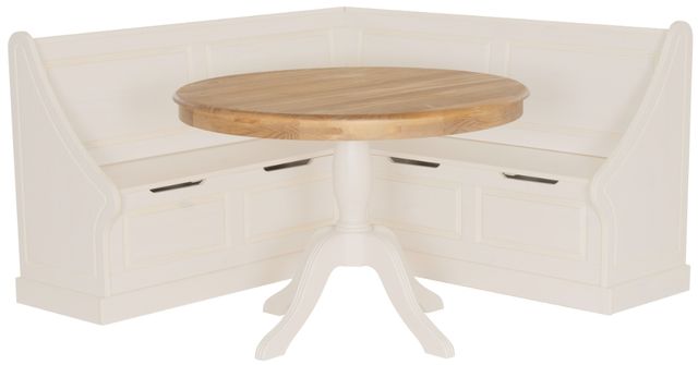 Linon Tobin 2-Piece Natural/White Corner Breakfast Nook Set-0
