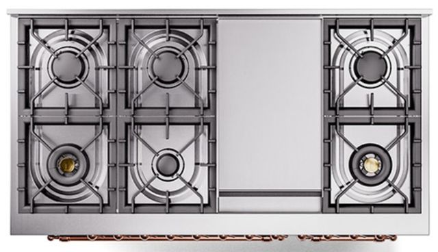 Ilve® Nostalgie II Noblesse 48'' Midnight Blue Pro Style Dual Fuel Range with Copper Trim-3