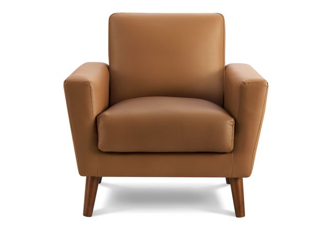 Monarch Specialties Inc. Cognac 34" Faux Leather Accent Chair with Walnut Wood Legs-0