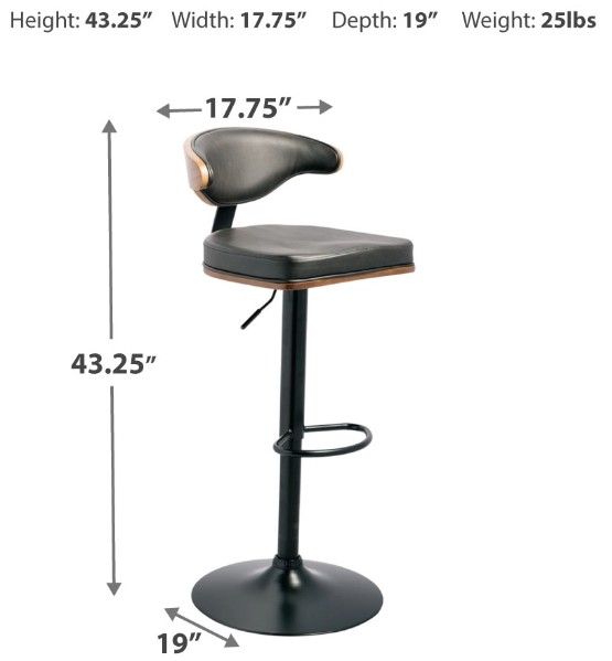 Signature Design by Ashley® Bellatier Black Upholstered Swivel Bar Stool-3