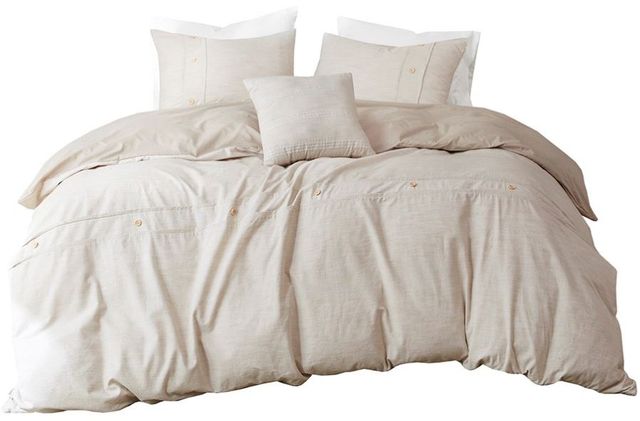 Olliix by Clean Spaces Dover Natural Full/Queen 5 PC Organic Cotton Oversized Comforter Cover Set with removable insert-1