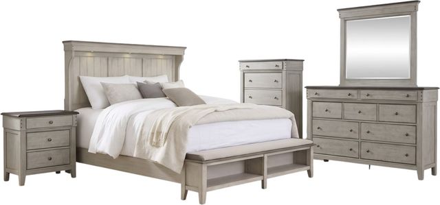 Liberty Furniture Ivy Hollow 5-Piece Dusty Taupe/Weathered Linen King Mantle Storage Bedroom Set-0