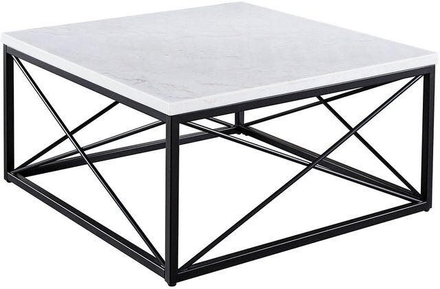 Steve Silver Co. Skyler White Square Cocktail Table with Black Base-0