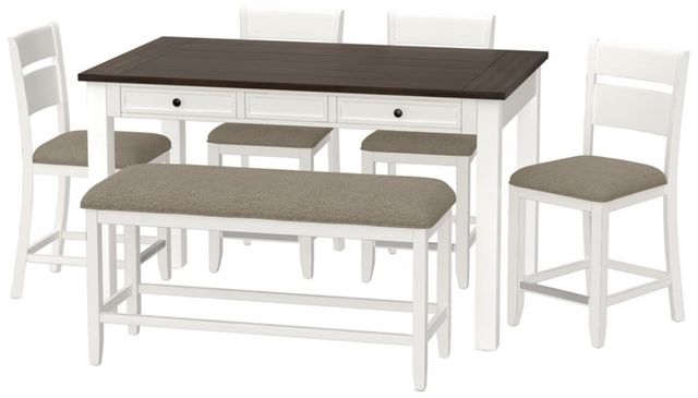 Emerald Home Sarasota 6-Piece Cocoa Brown/Milk White Counter Table Set-0