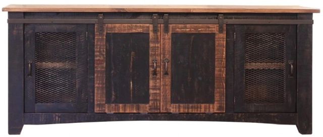 International Furniture Direct Pueblo Brown/Weathered Black 70" TV Stand-0
