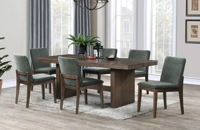 New Classic® Home Furnishings Kody 7-Piece Dark Walnut/Forest Green Oval Dining Set-1