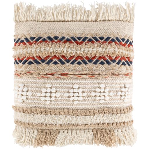 Surya Freya Cream 18"x18" Toss Pillow with Down Insert-0