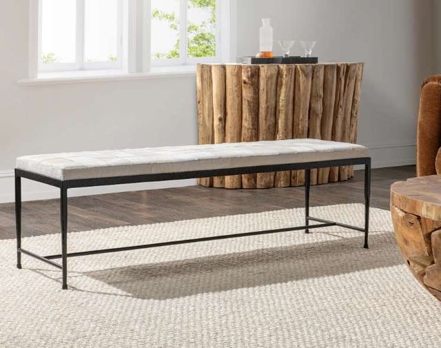 Classic Home Achen Hide Ivory Bench-1