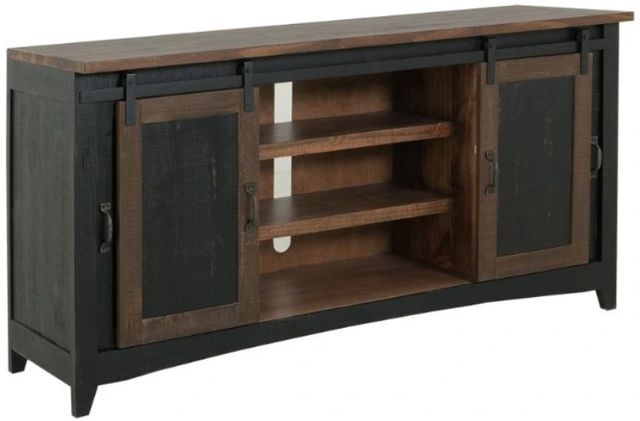 International Furniture Direct Pueblo Brown/Weathered Black TV Stand-3