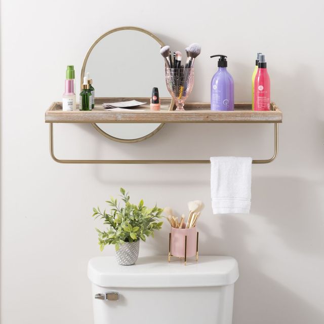 Linon Opal Gold/Natural Wall Shelf-1