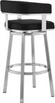 Armen Living Lorin Black/Brushed Stainless Steel Swivel Bar Stool-4