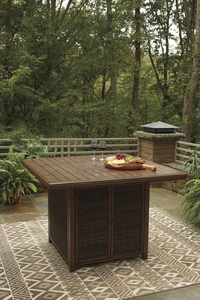 Signature Design by Ashley® Paradise Trail Medium Brown Square Fire Pit Bar Table -4